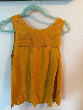 GAP Mustard Yellow Embroidered Sleeveless Blouse